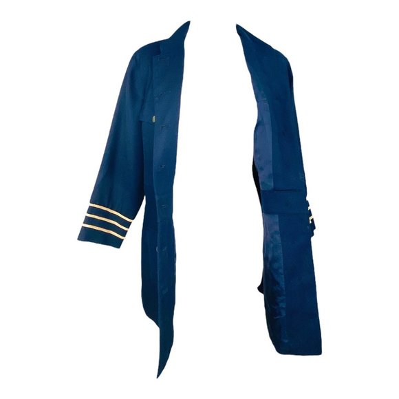 Cambridge Dry Goods Co Womens Blazer Wool Blend Military Look Jacket 8 Navy Gold - Picture 10 of 11